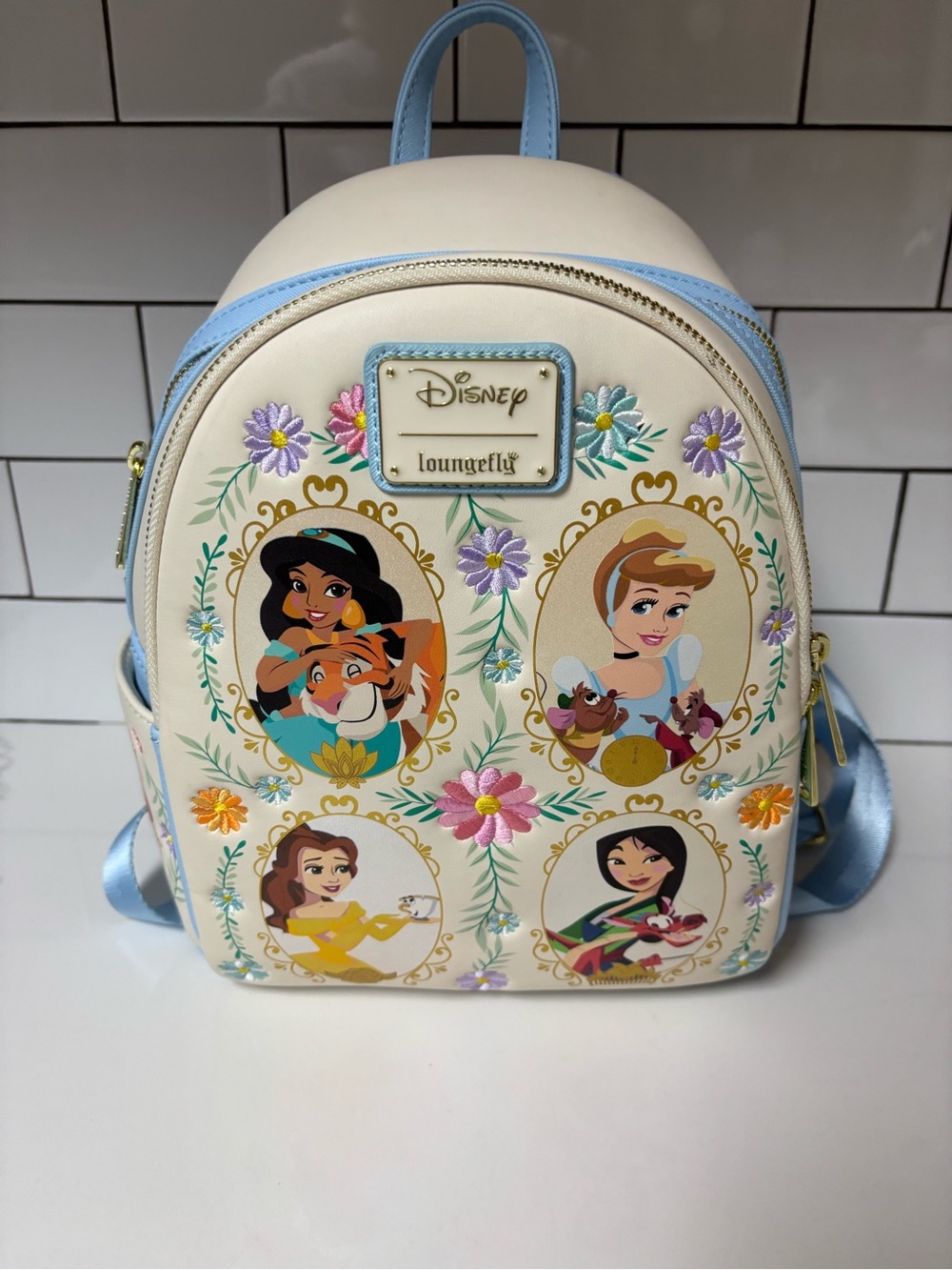 Loungefly Cream & Light Blue Disney Princess Mini Backpack Mint Condition
